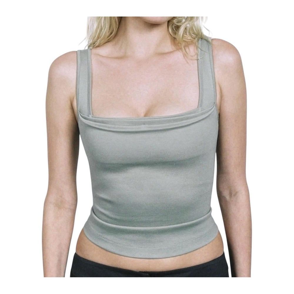 MIAOU Luna Top Women's Large Olive Sleeveless Stretch Quality